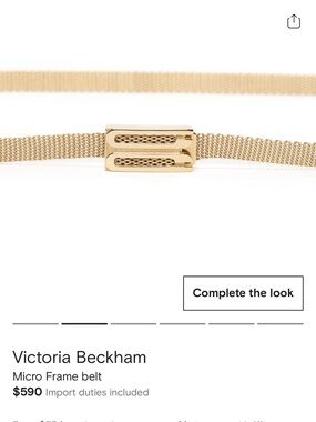 Victoria Beckham Gold Woven Micro Frame Belt